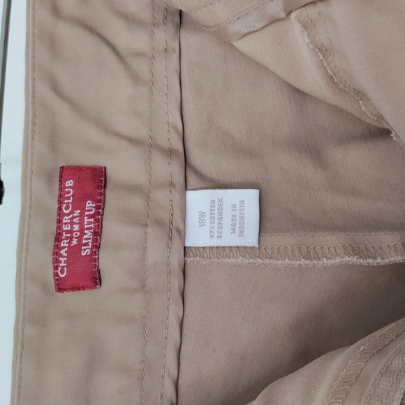 Charter Club Woman - Size 18W Slimming pants; Tan - Picture 2 of 3
